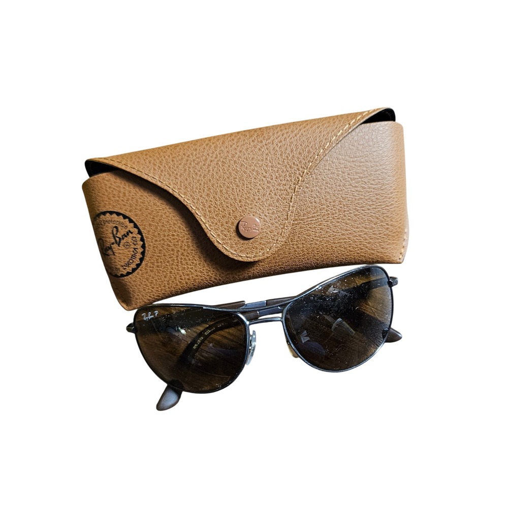 Ray-Ban RB3519 Polarized Aviator Sunglasses Gunmetal Brown 62-15 135 w/ Case